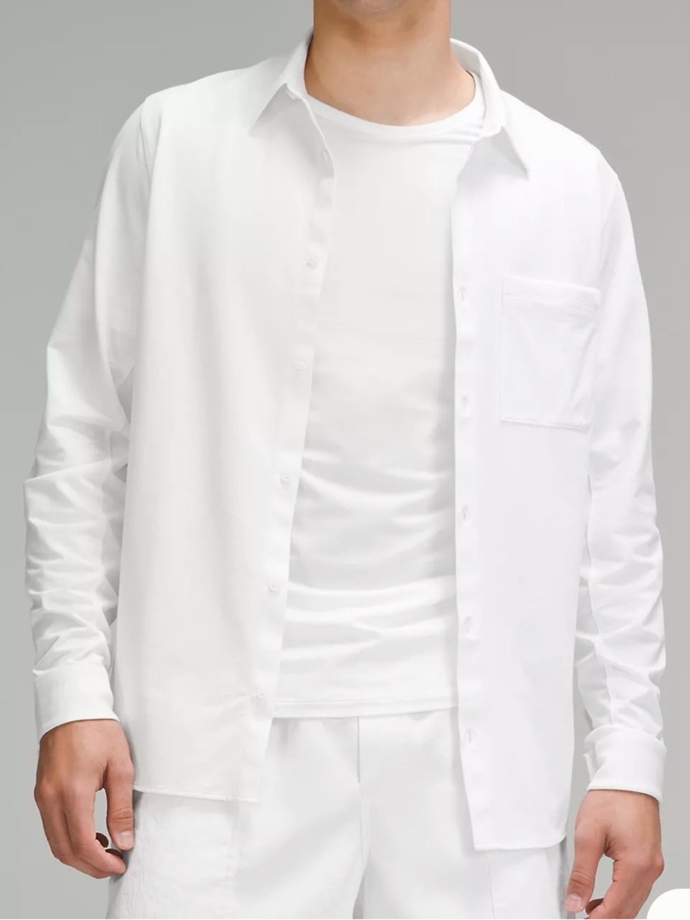 lululemon athletica Men's White Long-Sleeve Button-Down Shirt